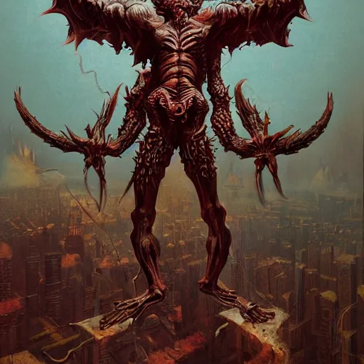 Image similar to picture of the demon named garthalax the insatiable, punk rock, high detailed, dynamic composition, dramatic lighting, trending on artstation, digital art, stylized painting, by raphael, leonardo da vinci, wayne barlowe, art nouveau