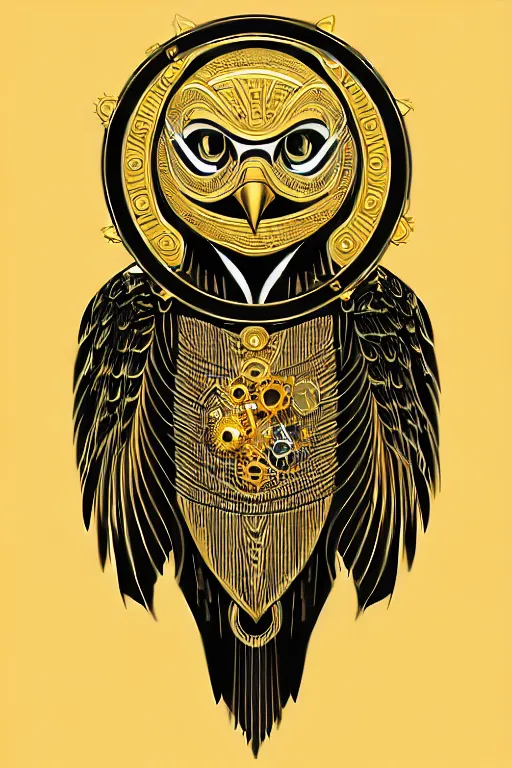 Image similar to Portrait of eagle, steampunk, gold, colorful, illustration, highly detailed, simple, smooth and clean vector curves, no jagged lines, vector art , smooth