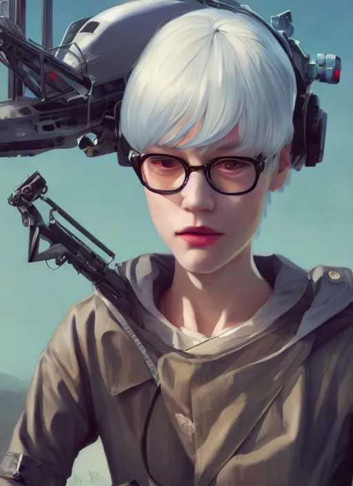 Image similar to highly detailed portrait of rei ayanami in gta v, stephen bliss, unreal engine, fantasy art by greg rutkowski, loish, rhads, ferdinand knab, makoto shinkai and lois van baarle, ilya kuvshinov, rossdraws, tom bagshaw, global illumination, radiant light, detailed and intricate environment