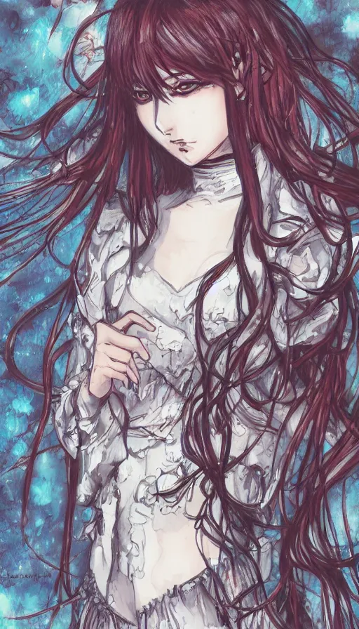 Image similar to illustration of anime girl in the style of Ayami Kojima