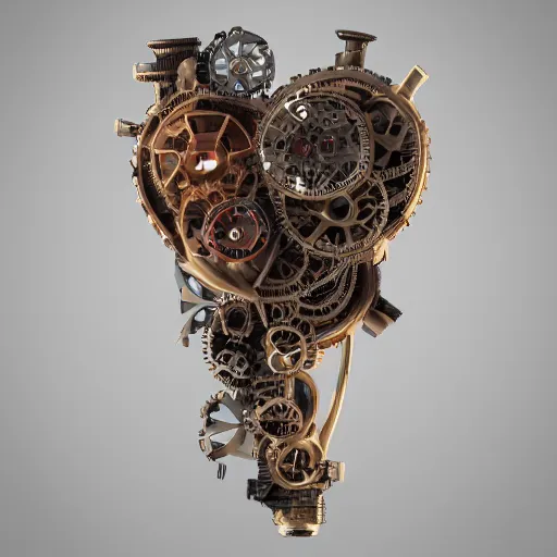 Image similar to mechanical human heart, trending on artstation, steampunk, octane render