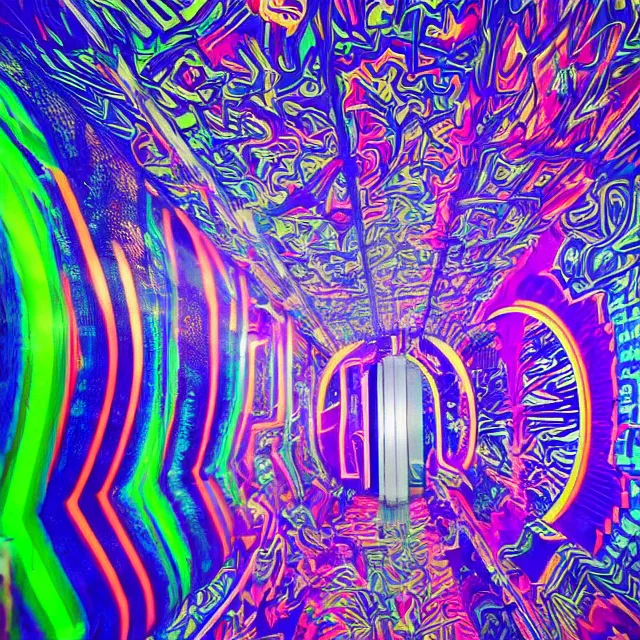 Image similar to photograph of a psychedelic elevator doors