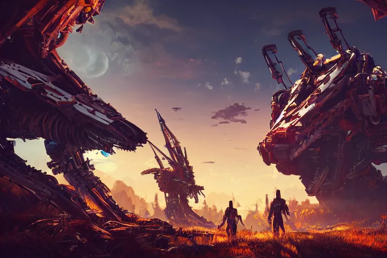 Image similar to sawtooth machine mecanical creature robot of horizon forbidden west horizon zero dawn radiating a glowing aura global illumination ray tracing hdr fanart arstation by ian pesty and alena aenami artworks in 4 k