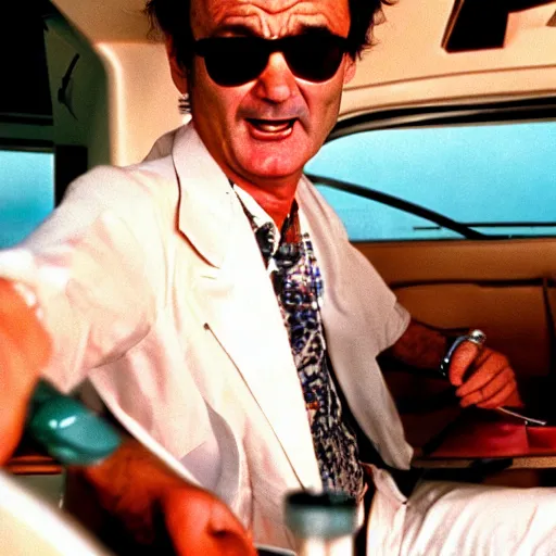 Image similar to bill murray in fear and loathing in las vegas, movie still, promotional shot