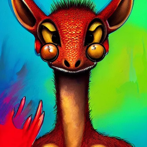 Image similar to a dik dik monster colorful, digital art, fantasy, funny, magic, trending on artstation, ultra detailed, professional illustration by Basil Gogos