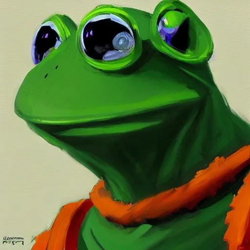 Image similar to greg manchess portrait painting of partially armored kermit the frog as overwatch character, medium shot, asymmetrical, profile picture, organic painting, sunny day, matte painting, bold shapes, hard edges, street art, trending on artstation, by huang guangjian and gil elvgren and sachin teng