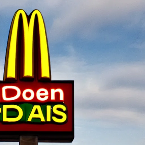 Image similar to mcdonalds sign, but the text just says the end is near