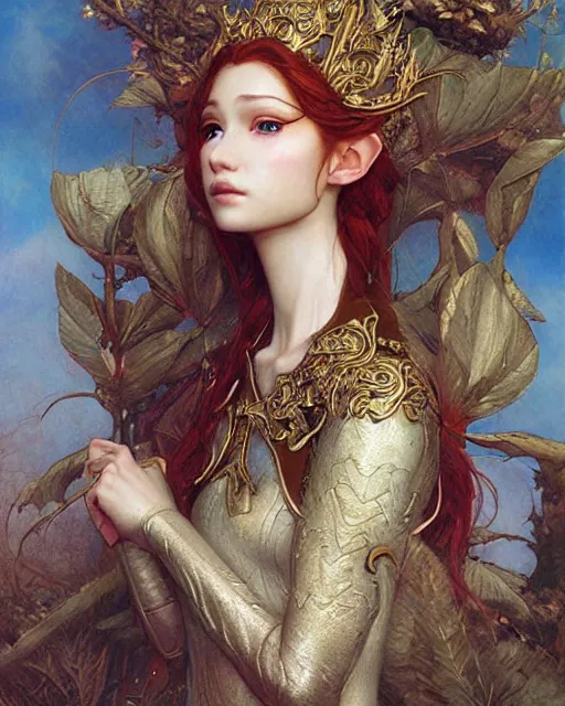 Prompt: a beautiful elf princess by Edgar Maxence and Ross Tran and Michael Whelan