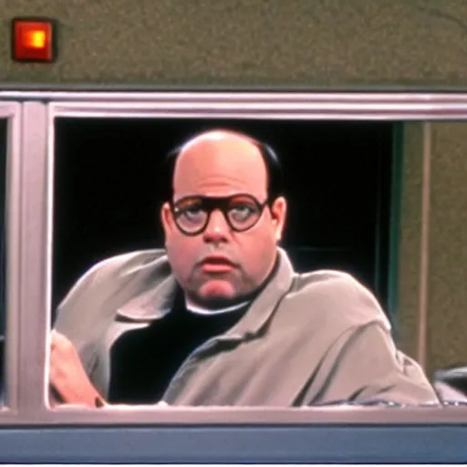 Prompt: George Costanza on Seinfeld as a blood gang member