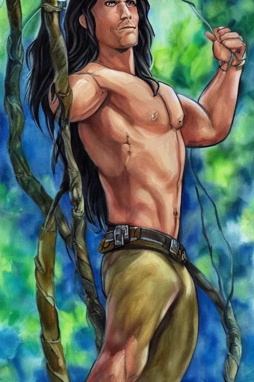 Image similar to disney's tarzan, solo portrait, 🎨🖌