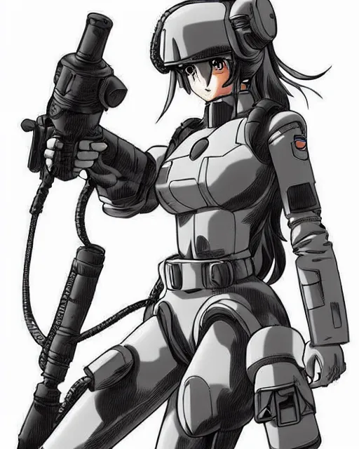 Prompt: Anime girl is mecha pilot; dressed in military uniform. Anime by mike deodato, Studio Ghibli, anime art, manga