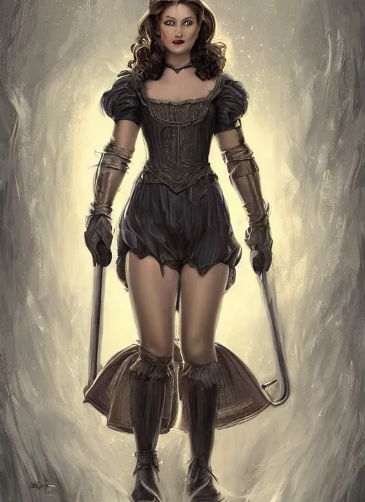 Image similar to beautiful female dorothy gale, rebecca romijn as dorothy, full body character concept, covered in full silver armor, art nouveau, super powers, fantasy, intricate, elegant, highly detailed, digital painting, artstation, concept art, shining, sharp focus, illustration, art by stanley lau