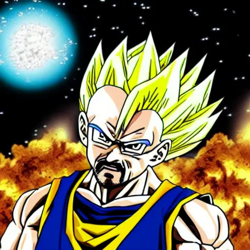 Image similar to walter white going super sayan, dragon ball