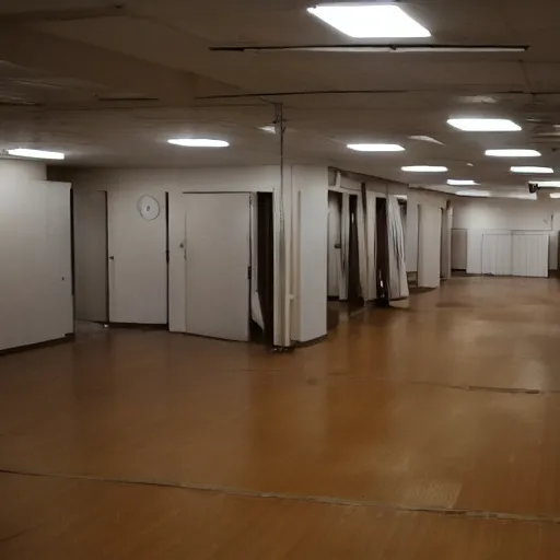 Prompt: the backrooms are empty