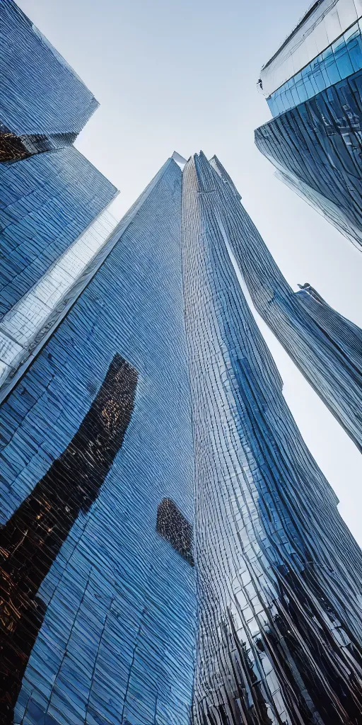 Prompt: endless tall massive modern glass skyscrapers landscape photography