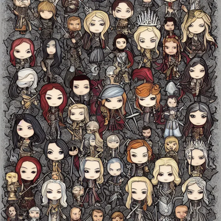 Prompt: Game of Thrones by Jasmine Becket, chibi, UHD, print