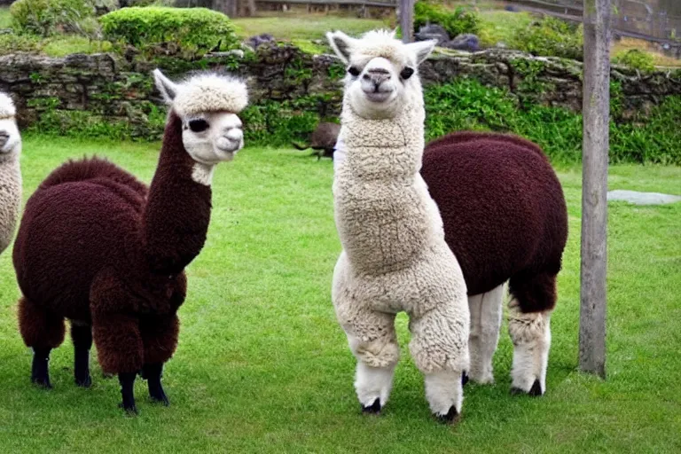 Image similar to photo of special alpaca oroboro breedwith 8 legs, suuuuper cute and fluffy fluffy face