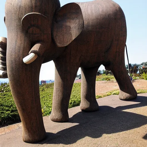 Prompt: a statue of a wooden elephant