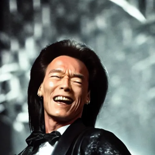 Image similar to Arnold Schwartzenegger as a K-Pop star, award winning photograph