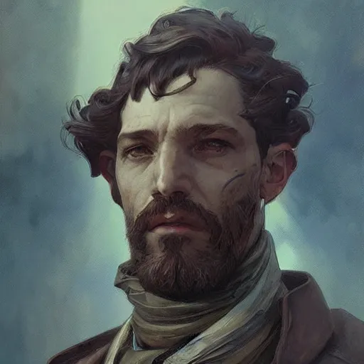 Image similar to Portrait of a steampunk man, science fiction, highly detailed, digital painting, artstation, concept art, illustration, art by Greg Rutkowski and alphonse mucha