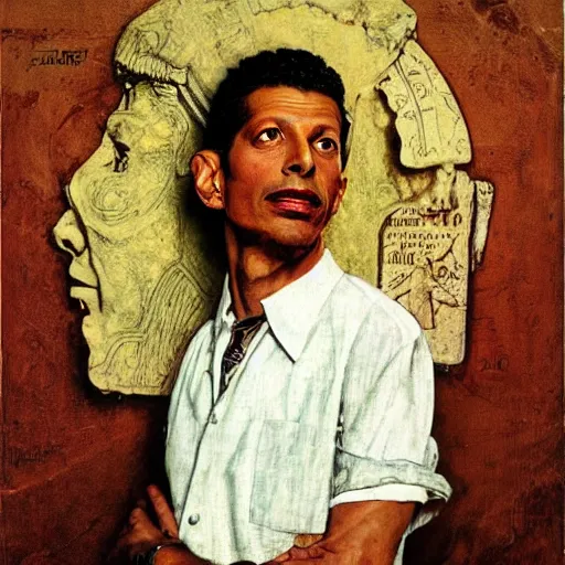 Image similar to Ancient Israelite portrait of Jeff Goldblum by Norman Rockwell