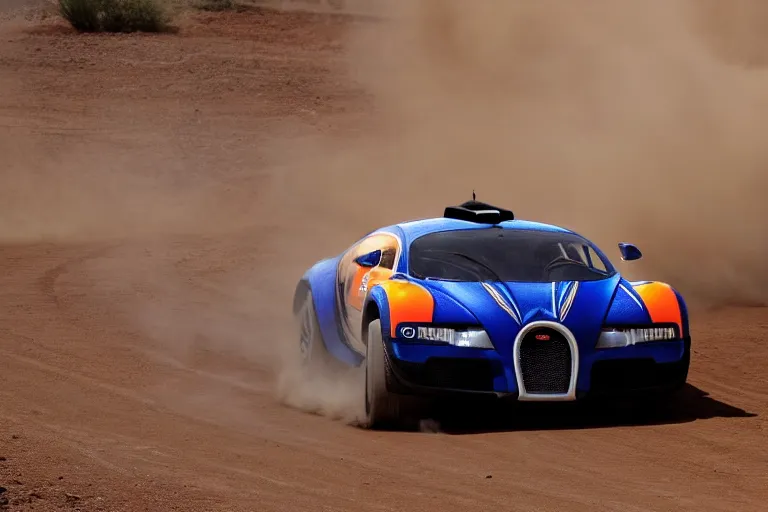 Image similar to bugatti, dakar rally footage, speed, bladerunner