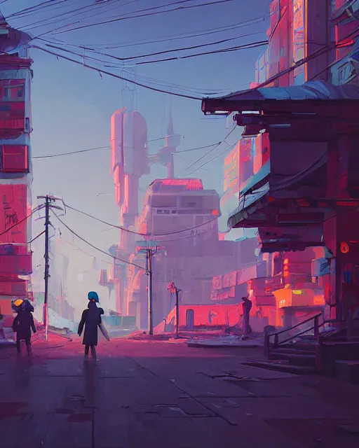 Prompt: painting of cyberpunk soviet village, detailed, by simon stalenhag, cory loftis, james gilleard, atey ghailan, makoto shinkai, goro fujita, studio ghibli, rim light, exquisite lighting, clear focus, very coherent, plain background, soft painting