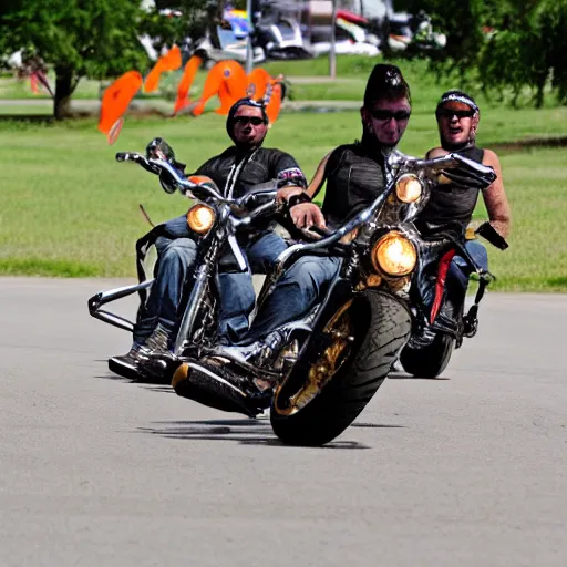 Prompt: skeleton bikers at the Sturgis rally