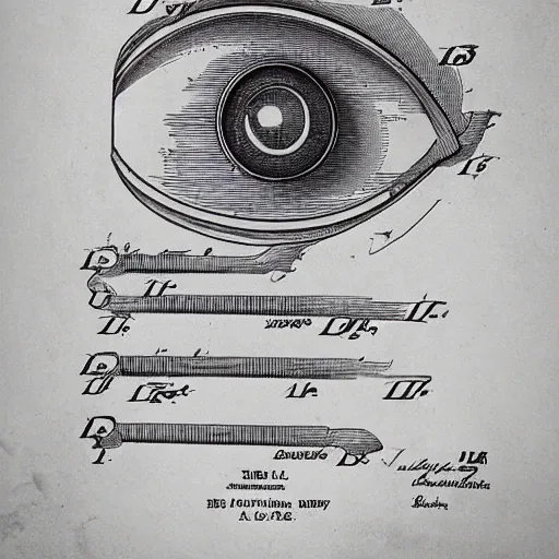 Image similar to 1 9 2 2 us patent for a eyeball for an android. highly detailed,