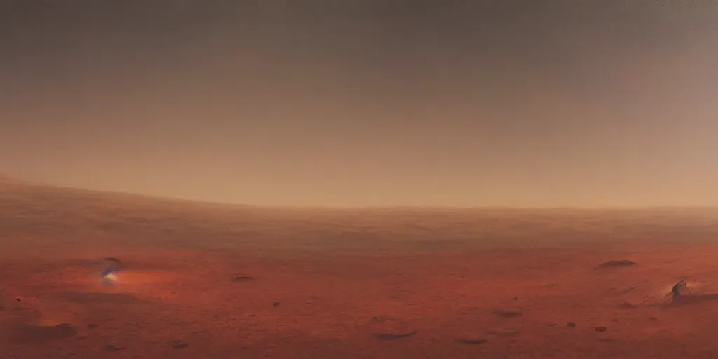 Prompt: a surreal painting of mars for the rich, volumetric lighting