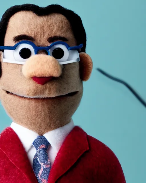 Image similar to david wallace as a muppet. highly detailed felt. hyper real photo. 4 k.