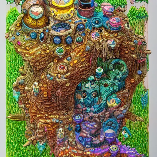 Image similar to Colored pencil art on paper, Terraria, hyper detailed, artstation, MasterPiece, Award-Winning, Caran d'Ache Luminance