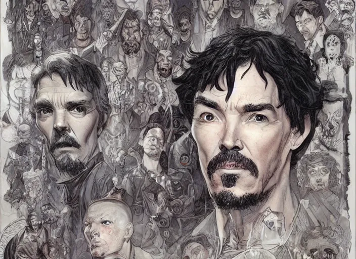 Image similar to a highly detailed creepy portrait of stephen strange, james gurney, james jean