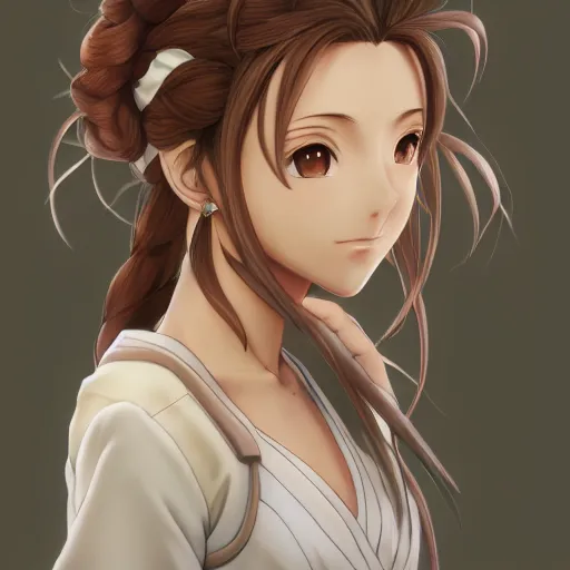 Prompt: portrait of aerith gainsborough as a physician, anime fantasy illustration by tomoyuki yamasaki, kyoto studio, madhouse, ufotable, trending on artstation