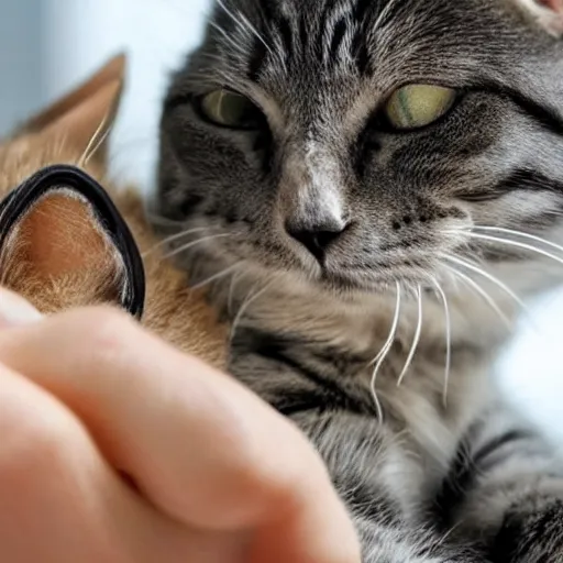 Prompt: photo of a cat doing a facepalm with his pawn