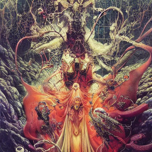 Prompt: realistic detailed image of a concert by Ayami Kojima, Amano, Karol Bak, Greg Hildebrandt, and Mark Brooks, Neo-Gothic, gothic, rich deep colors. Beksinski painting, part by Adrian Ghenie and Gerhard Richter. art by Takato Yamamoto. masterpiece