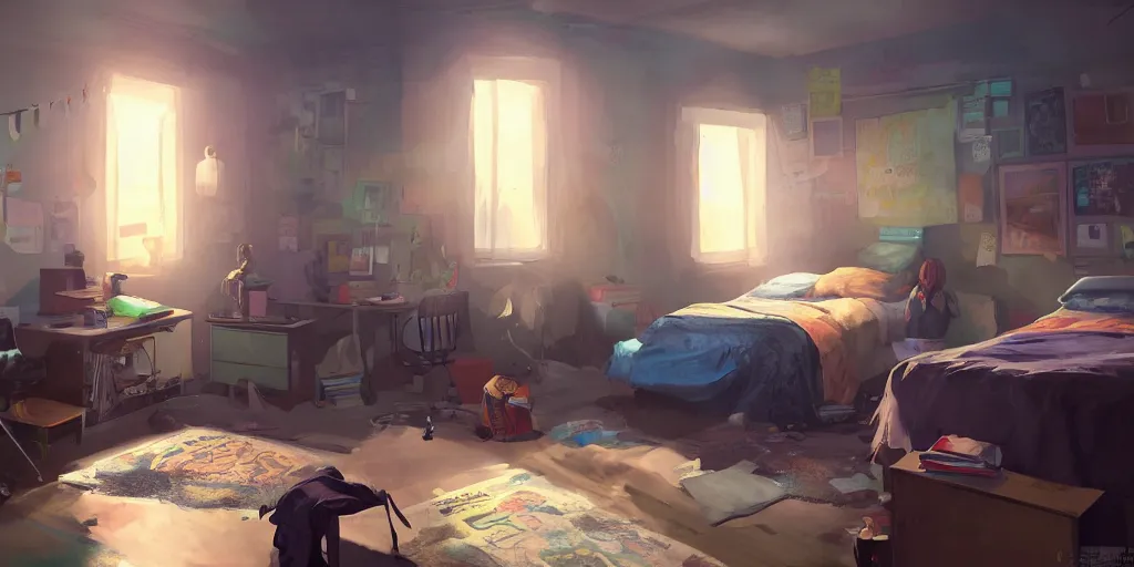 Image similar to an environmental concept art of life is strange, chloe price, bedroom interior, highly detailed, environmental light, cinematic by francis tneh