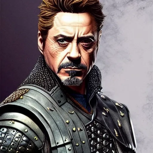 Image similar to robert downey jr as Witcher, realistic