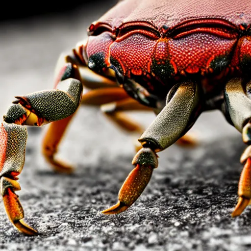 Prompt: an elderly man crab hybrid, canon eos r 3, f / 1. 4, iso 2 0 0, 1 / 1 6 0 s, 8 k, raw, unedited, symmetrical balance, in - frame