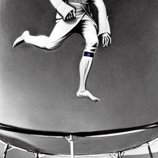 Prompt: george washington jumping on a trampoline