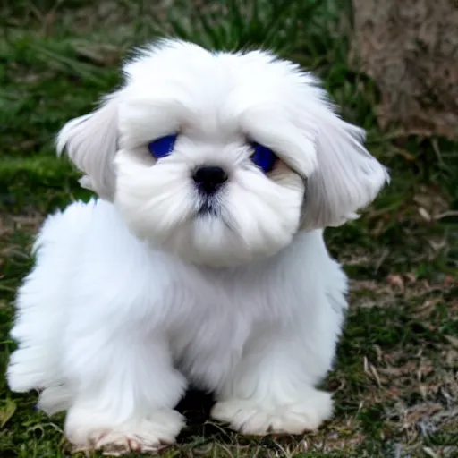 Prompt: Blue Eyes White Dragon as a Shih Tzu