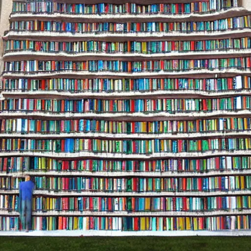 Image similar to a building made of books