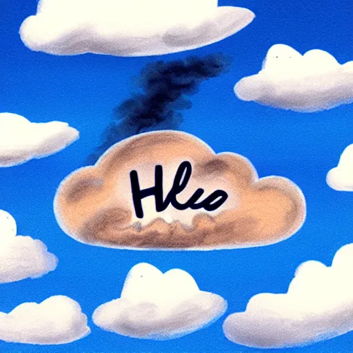 Image similar to kyle is a hoe written in the clouds, highly detailed sky clouds shot, hyper realistic