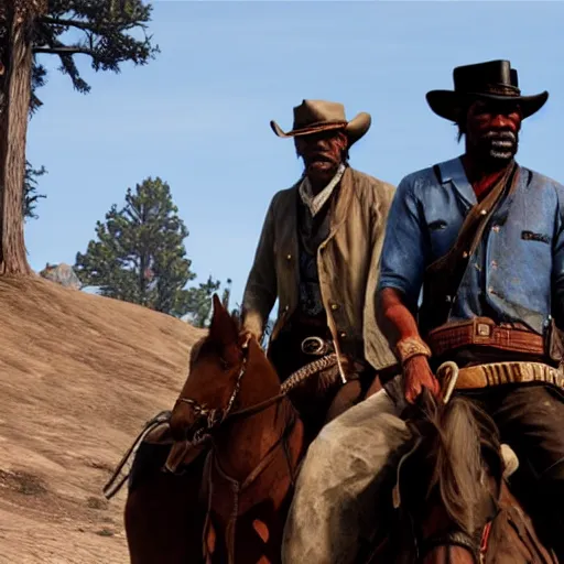 Prompt: red dead redemption movie starring Sam Jackson, 35mm film