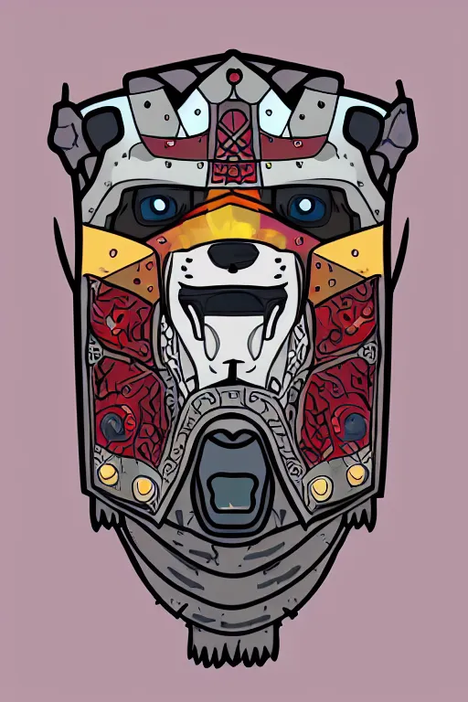 Prompt: Portrait of a polar bear in samurai armor, knight, medieval, sticker, colorful, illustration, highly detailed, simple, smooth and clean vector curves, no jagged lines, vector art, smooth