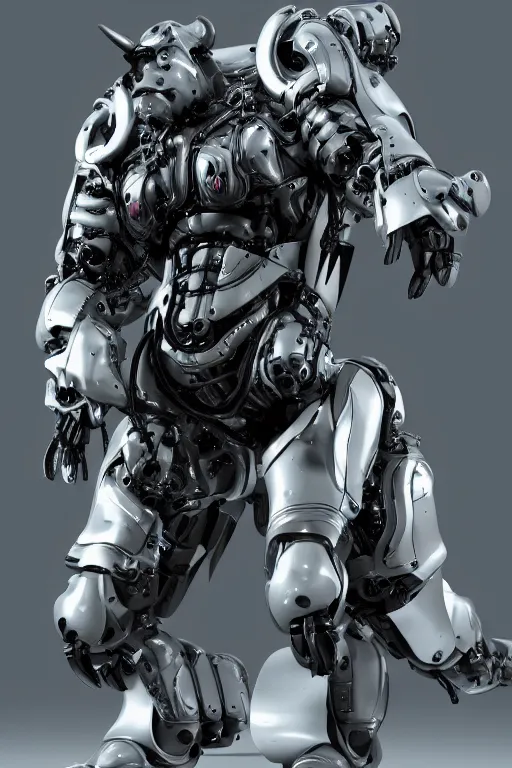 Prompt: a full body shot of a cyborg ( stallion ) covered in hard rubber modeled after a bull looking into the camera, android, cyborg, full body shot, intricate, 3 d, hyper realism, fantasy, depth of field, octane render, symmetrical, highly detailed, digital art, artstation, concept art, cinematic lighting, trending