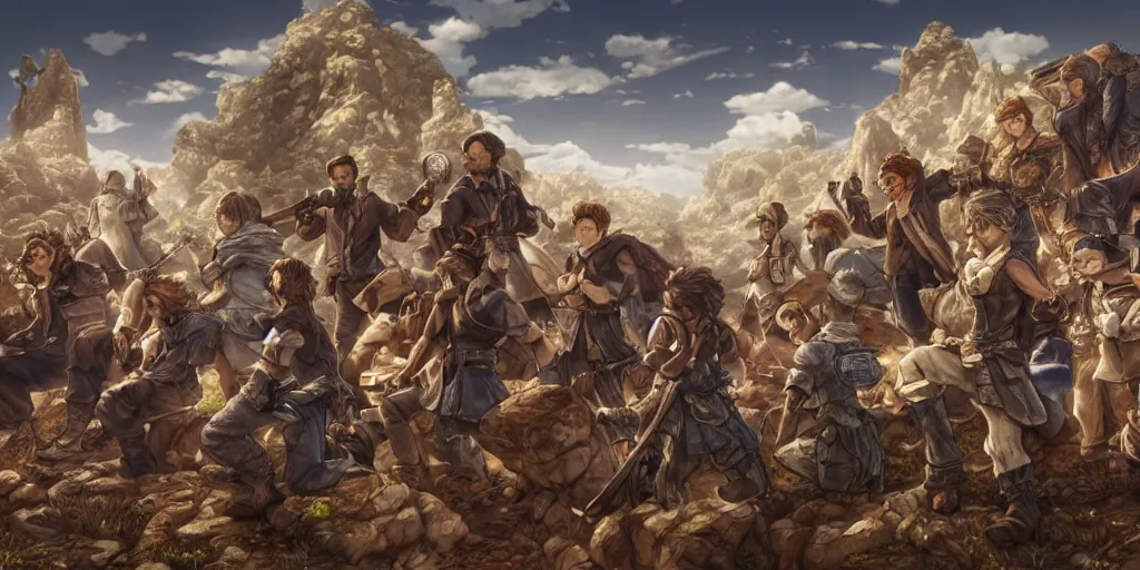 Image similar to now is the time to lift our nation from the quicksands of racial injustice to the solid rock of brotherhood. ultrafine highly detailed colorful illustration, intricate linework, sharp focus, octopath traveler, final fantasy, unreal engine highly rendered, global illumination, radiant light, intricate environment