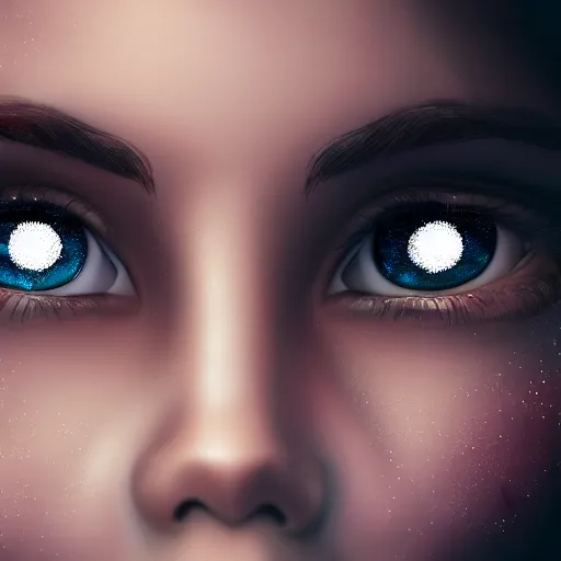 Image similar to a beautiful girl's eyes, vast stars are hidden in the eyes, 8 k, dream, highly detailed