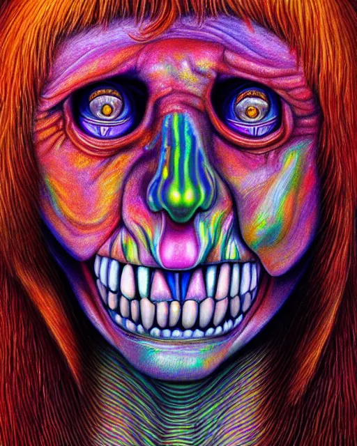 Image similar to a realistic detailed portrait painting of a monster, psychedelic