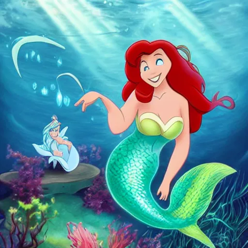 Image similar to mermaid [ disney's ariel ] in isekai style